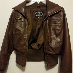 Brown fake leather jacket